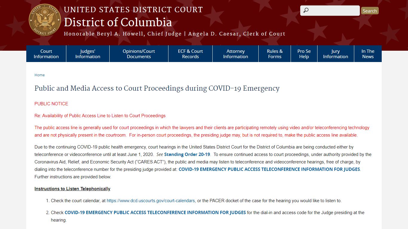Public and Media Access to Court Proceedings ... - United States Courts